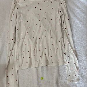 abercrombie kids Cream Top with Red Heart Accents